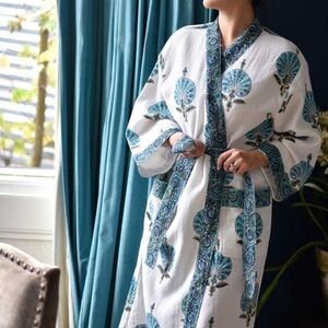 Powell Craft Aqua Shell Waffle Dressing Gown Robes